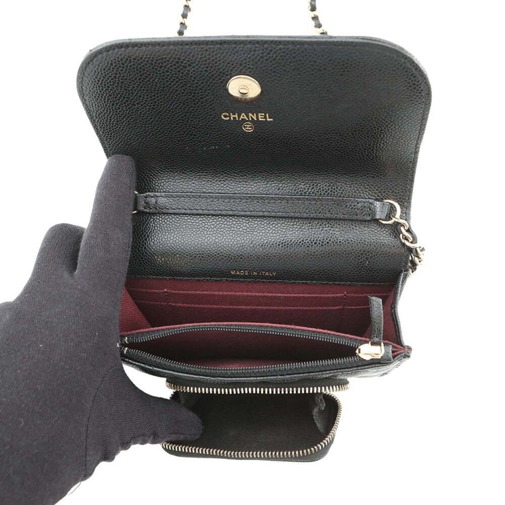 CHANEL Authentic Black Caviar Leather Logo Wallet - Picture 6 of 16